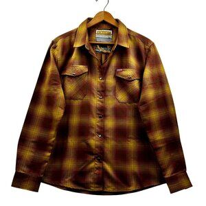 DIXXON “Goldfield” Flannel Shirt Womens XL Brown/Gold Plaid Limited Edition Fall